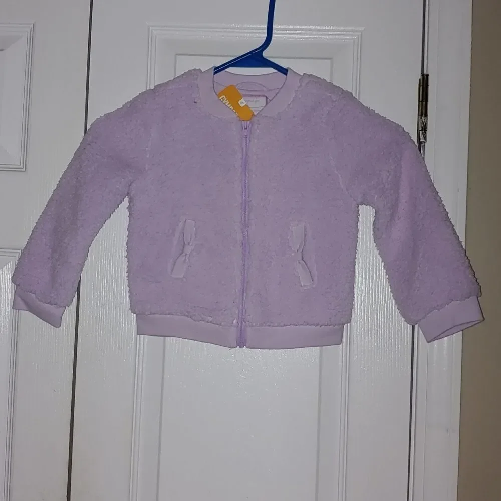 Gymboree Faux Fur  lilac purple zip up hooded jacket Sz 3T  NWT